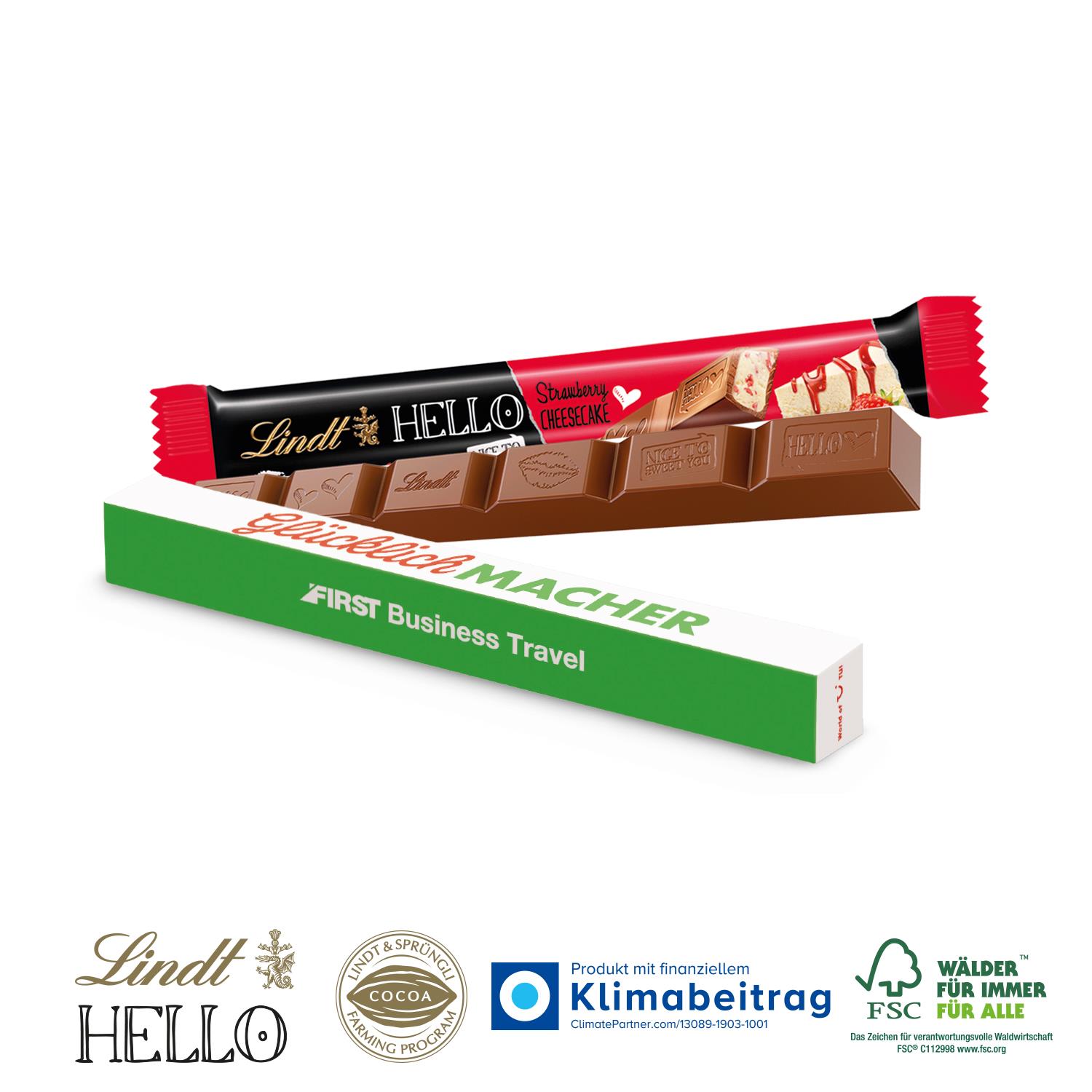 Schokoladen-Stick Lindt HELLO, Klimaneutral
