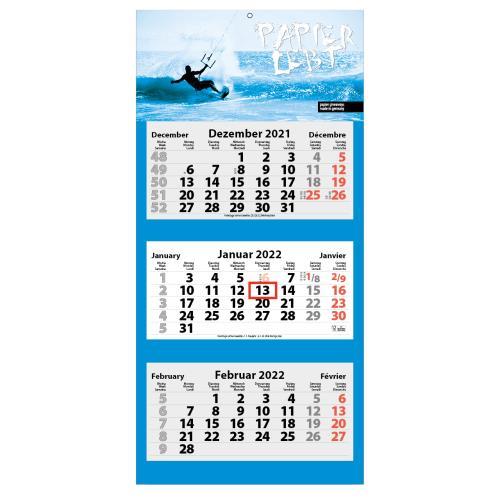 3-Monats Faltkalender ´Tres-Deluxe Plus´