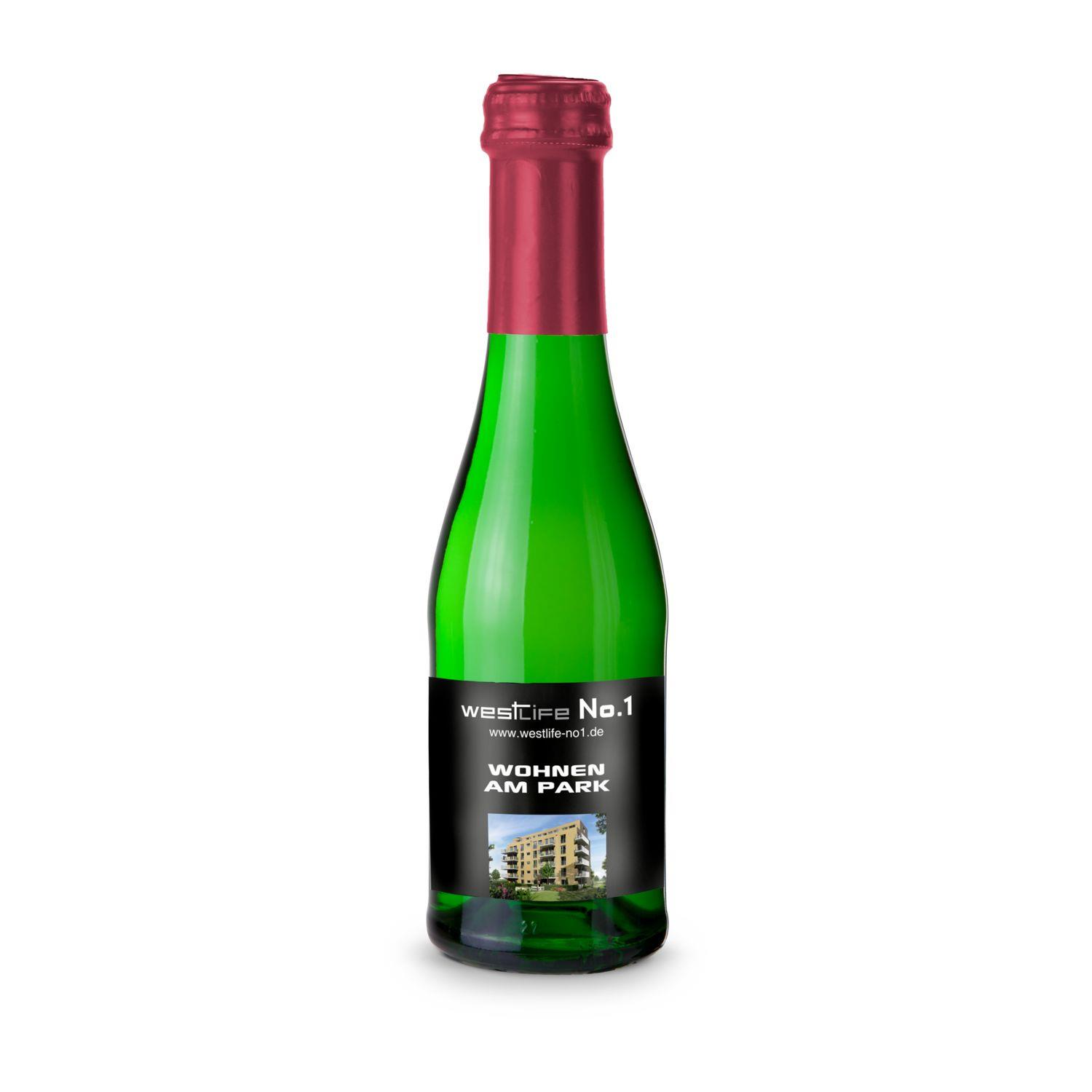 Sekt Cuvée Piccolo - Flasche grün - Kapsel Bordeauxrot